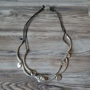 Lizzy James Silver Beaded Disk Convertible Necklace Wrap Bracelet